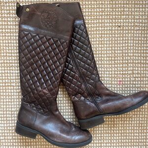 Vince Camuto tall brown leather boots size 10